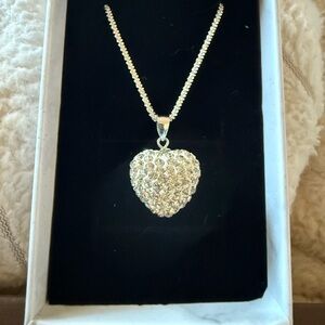 Elegant Silver Heart Moissanite Pendant Necklace